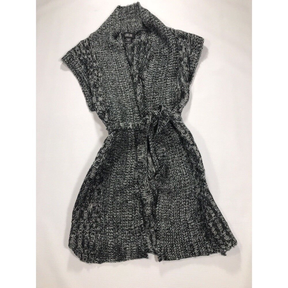 Loulou Tie Front Cardigan Sweater Grey Size Small